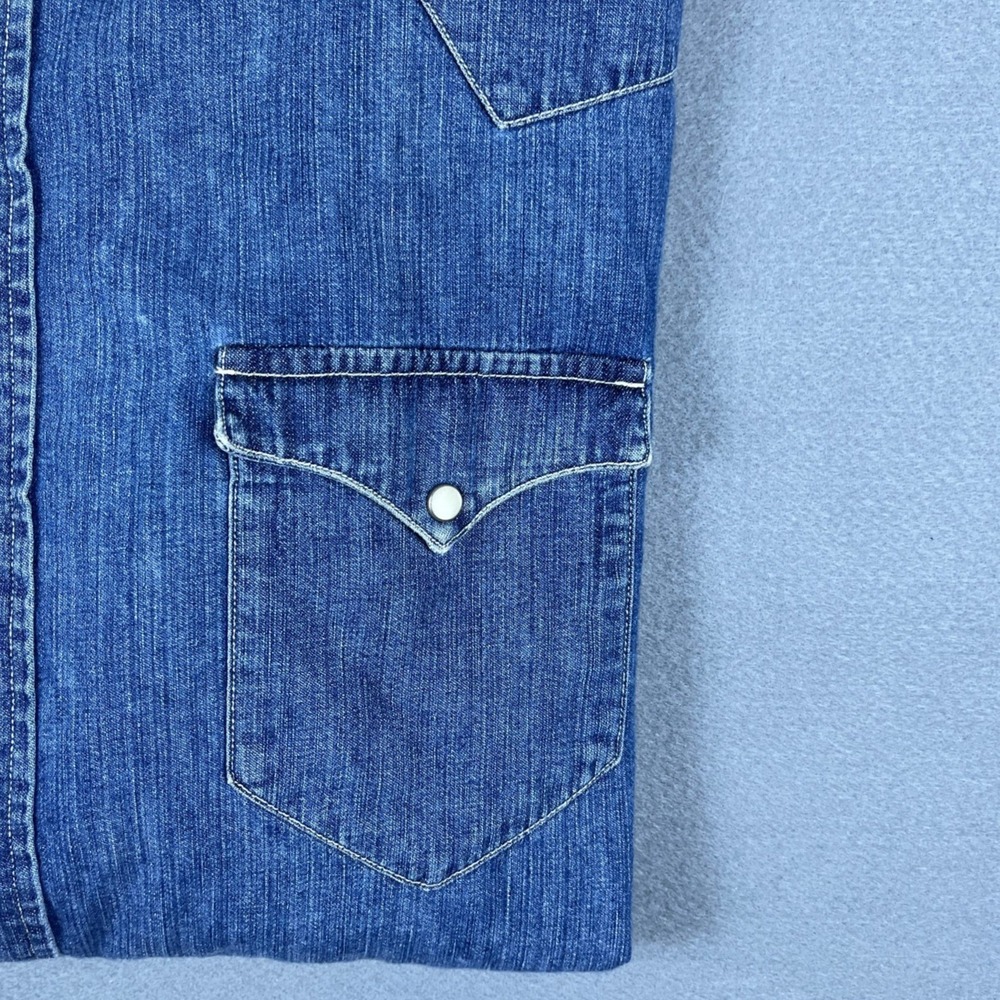 Polo Ralph Lauren Mens XXL Classic Western Denim Shirt Blue Wash Snap Front - Picture 4 of 9